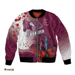 Custom Sea Eagle Rugby ANZAC Bomber Jacket The Military Soldiers with Red Poppy