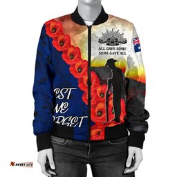 Anzac Lest We Forget Women's Bomber Jacket - All Gave Some, Some Gave All
