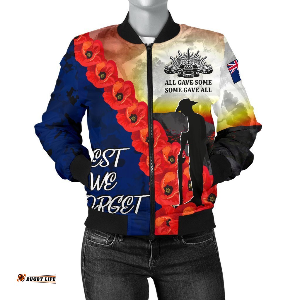 Anzac Lest We Forget Women's Bomber Jacket - All Gave Some, Some Gave All