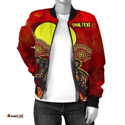 Custom Text Aboriginal Women's Bomber Jacket - Australian Indigenous Koala