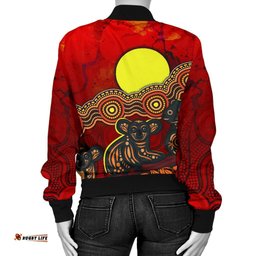 Custom Text Aboriginal Women's Bomber Jacket - Australian Indigenous Koala