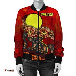 Custom Text Aboriginal Women's Bomber Jacket - Australian Indigenous Koala