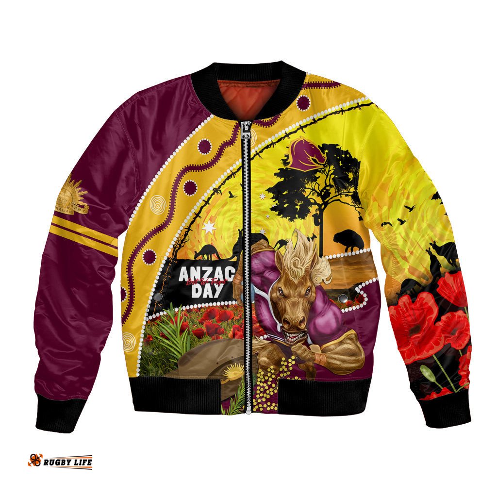 Broncos ANZAC Day Bomber Jacket Mascot Rosemary Starring Night Style