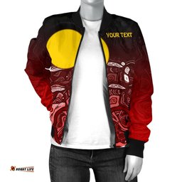 Custom Text Aboriginal Women's Bomber Jacket - Red Landscape