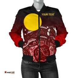 Custom Text Aboriginal Women's Bomber Jacket - Red Landscape