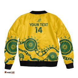 Custom Australia Rugby Bomber Jacket Go Wallaroos 2024 Pacific Aboriginal Art