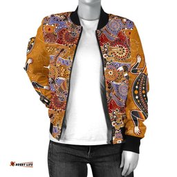 Bomber Jackets - Aboriginal Patterns Jacket Animal Art - Women