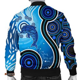 Aboriginal Men's Bomber Jacket - Dolphin And Aboriginal Dot Patterns