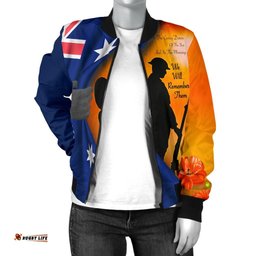 Anzac Women's Bomber Jacket - We Will Remember Them Ver02