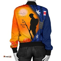 Anzac Women's Bomber Jacket - We Will Remember Them Ver02