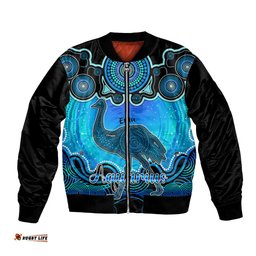 Personalised Australia Aquarius Emu Zodiac Bomber Jacket Auz Astrology Aboriginal - Aqua