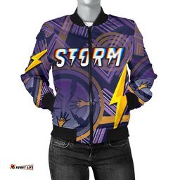 Melbourne Storm Women's Bomber Jacket Simple Indigenous - Purple