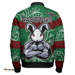 Rabbitohs Rugby Bomber Jacket - Custom Indigenous Super Rabbitohs Bomber Jacket RLT13