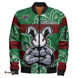 Rabbitohs Rugby Bomber Jacket - Custom Indigenous Super Rabbitohs Bomber Jacket RLT13