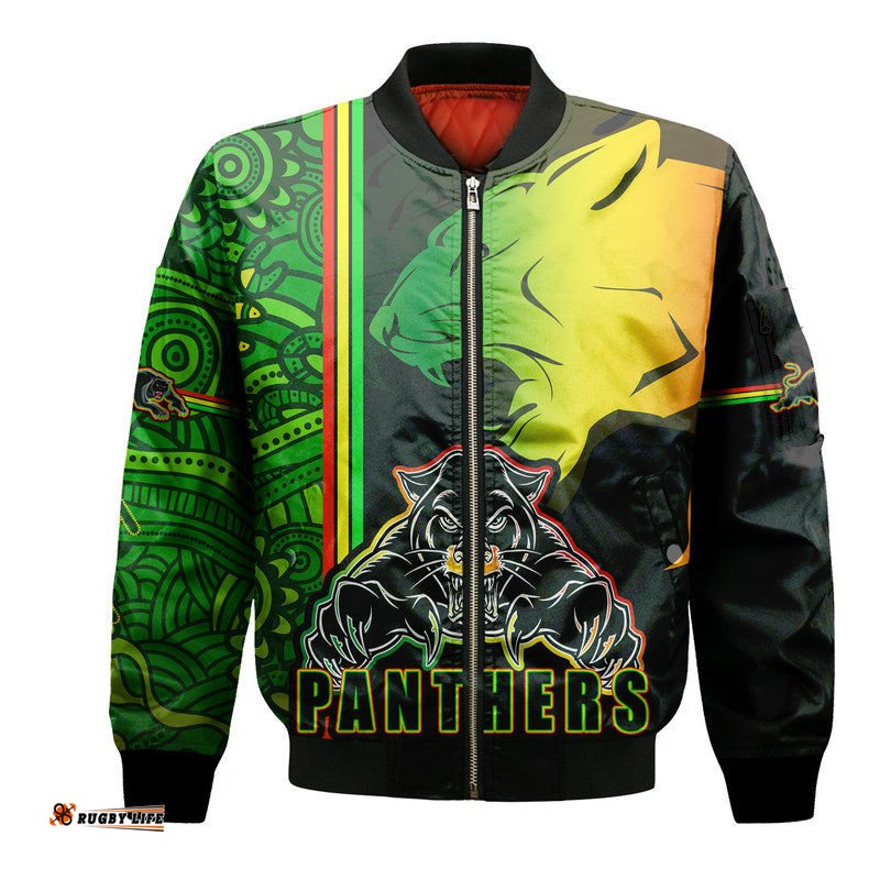 Penrith Panthers Bomber Jacket Angry Panther Indigenous Aboriginal Style