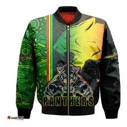 Penrith Panthers Bomber Jacket Angry Panther Indigenous Aboriginal Style