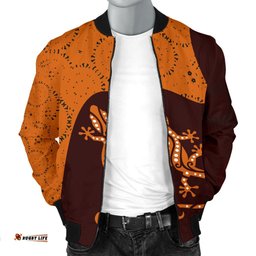 Aboriginal Men's Bomber Jacket - Lizard in Aboriginal Dreaming