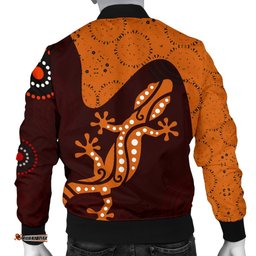 Aboriginal Men's Bomber Jacket - Lizard in Aboriginal Dreaming