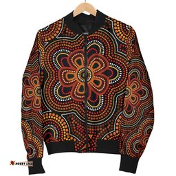 ABoriginal Women's Bomber Jacket - Aboriginal Dot Painting Flowers Style Ver02