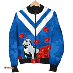 Bulldogs Men Bomber Jacket Poppy Flowers