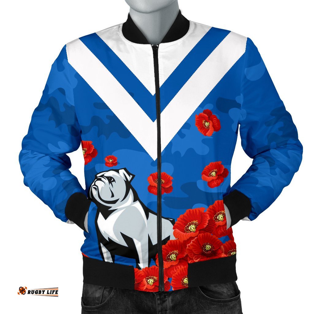 Bulldogs Men Bomber Jacket Poppy Flowers