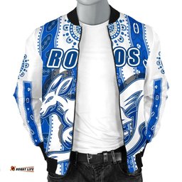 Melbourne Kangaroos Men Bomber Jacket Indigenous North - Roos White