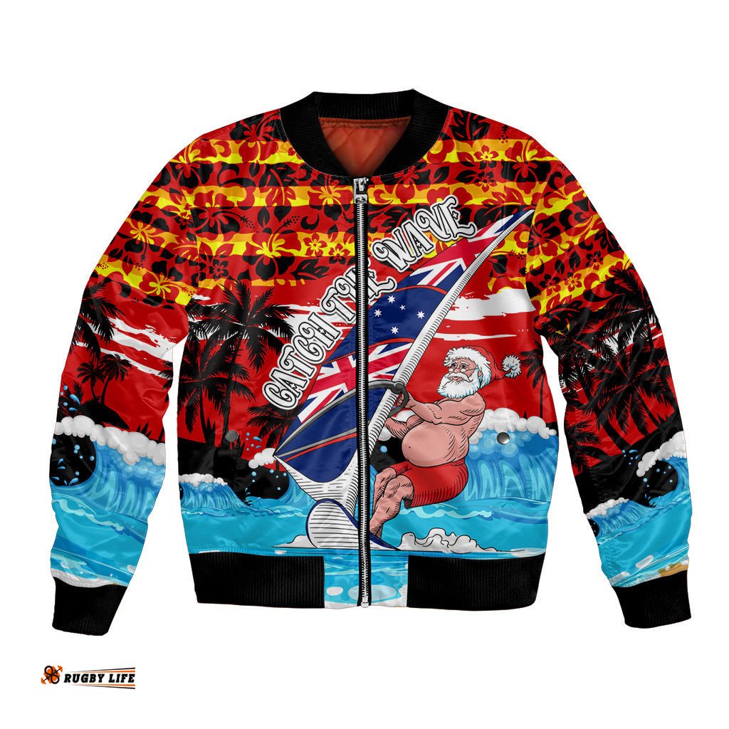 Australia Surfing Christmas Bomber Jacket Catch The Wave