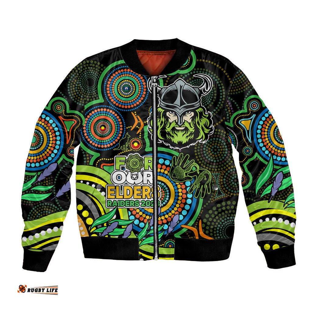 Raiders Rugby Aboriginal Art Bomber Jacket NAIDOC Indigenous Tribal