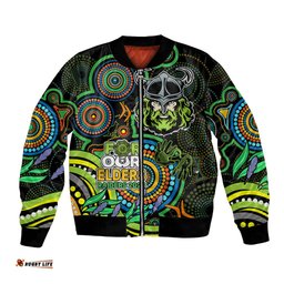 Raiders Rugby Aboriginal Art Bomber Jacket NAIDOC Indigenous Tribal