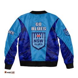 NSW Rugby Bomber Jacket Go Blues Camouflage Sporty Style