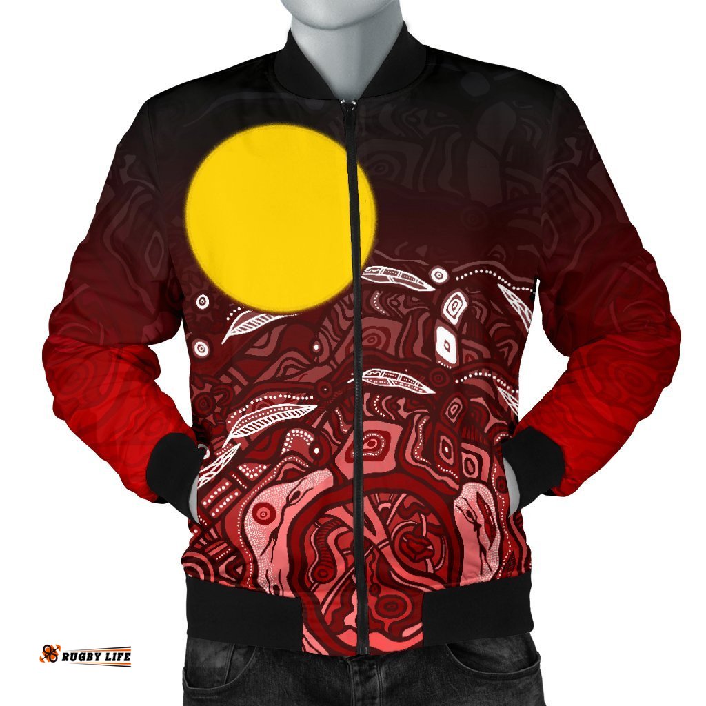 Aboriginal Men's Bomber Jacket - Red Landscape