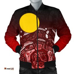 Aboriginal Men's Bomber Jacket - Red Landscape