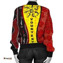 Aboriginal Women's Bomber Jackets - Dreamtime Koori Dance & Dot Acrylic Paint