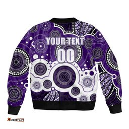 Custom Personalised And Number Freo AFL Bomber Jacket Aboriginal Patterns