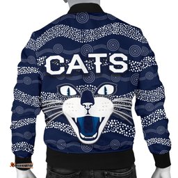 Geelong Men Bomber Jacket Cats Indigenous - Navy