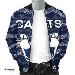 Geelong Men Bomber Jacket Cats Indigenous - Navy
