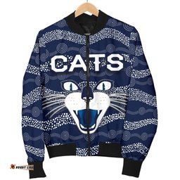 Geelong Men Bomber Jacket Cats Indigenous - Navy