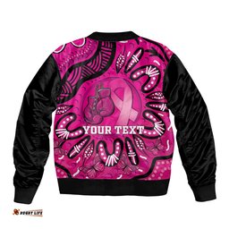 Personalised Australia Breast Cancer Bomber Jacket Pink Boxing Ribbon Be Strong And Fight On
