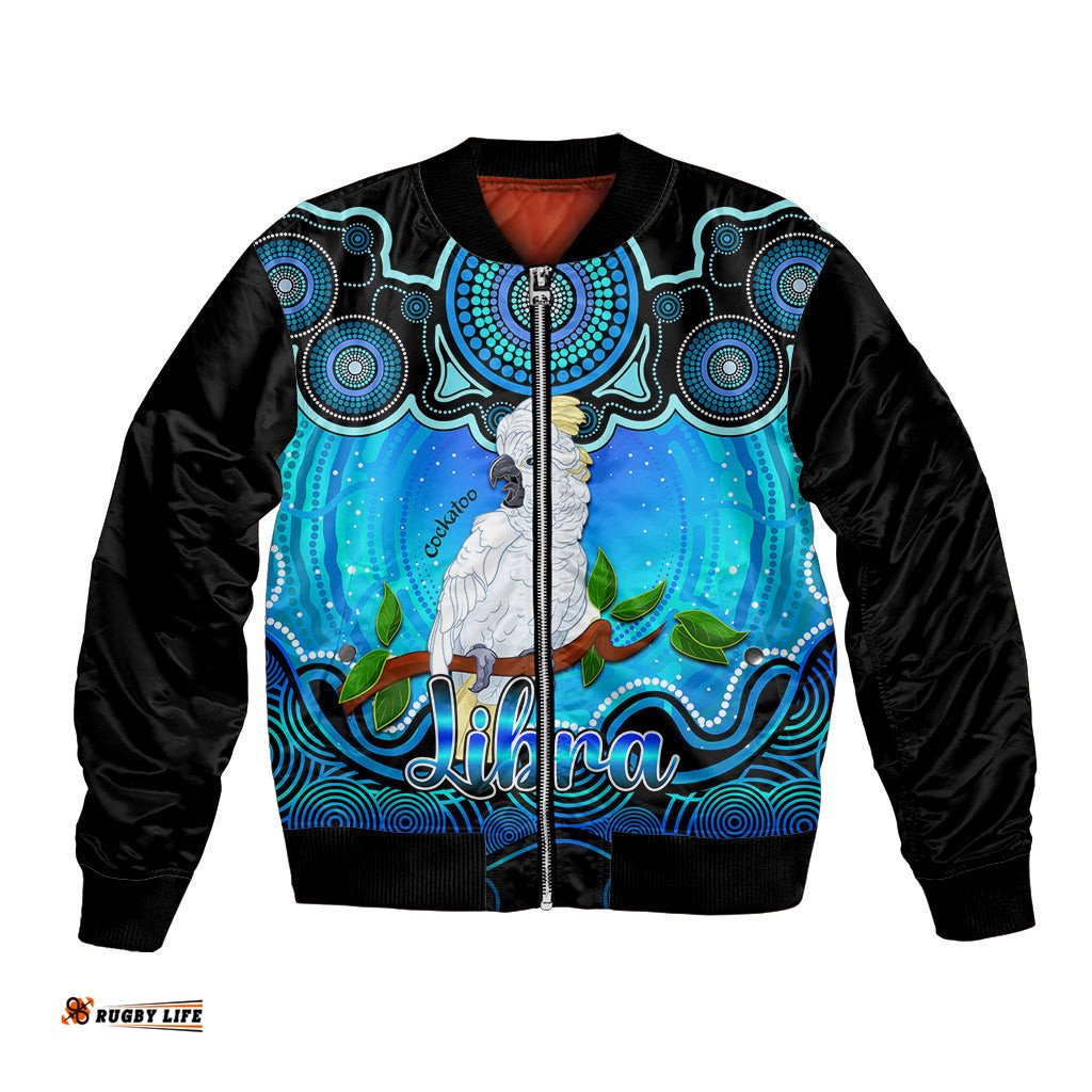 Personalised Australia Libra Cockatoo Zodiac Bomber Jacket Auz Astrology Aboriginal - Aqua