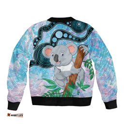 Australia Opal Koala Bomber Jacket Aussie Aboriginal Art
