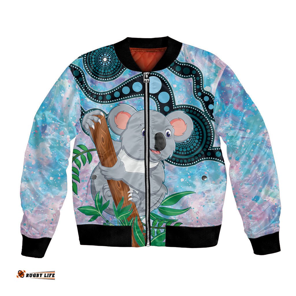 Australia Opal Koala Bomber Jacket Aussie Aboriginal Art