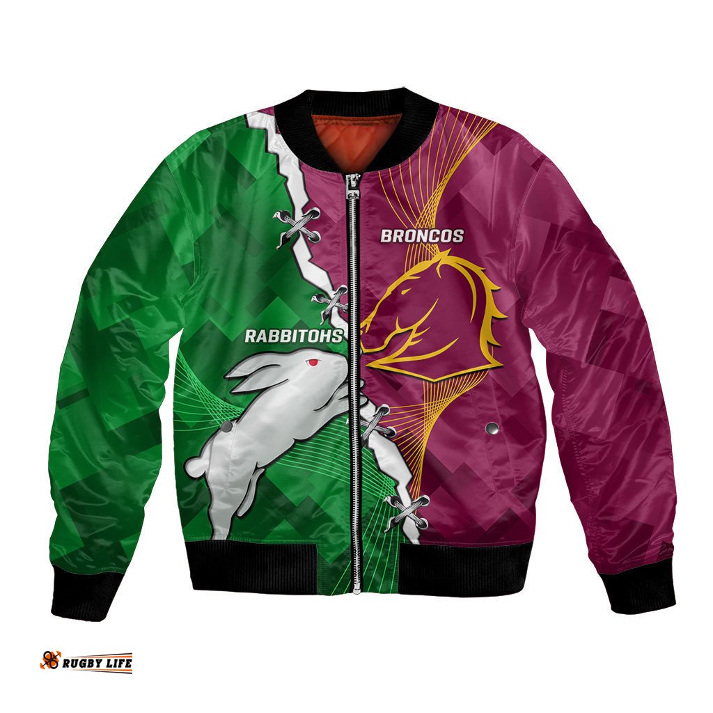 Personalised Broncos And Rabbitohs Bomber Jacket 2024 Together Dynamic Style