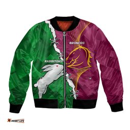 Personalised Broncos And Rabbitohs Bomber Jacket 2024 Together Dynamic Style