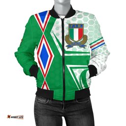 Italy Rugby Women's Bomber Jacket Gli Azzurri Vibes - Green