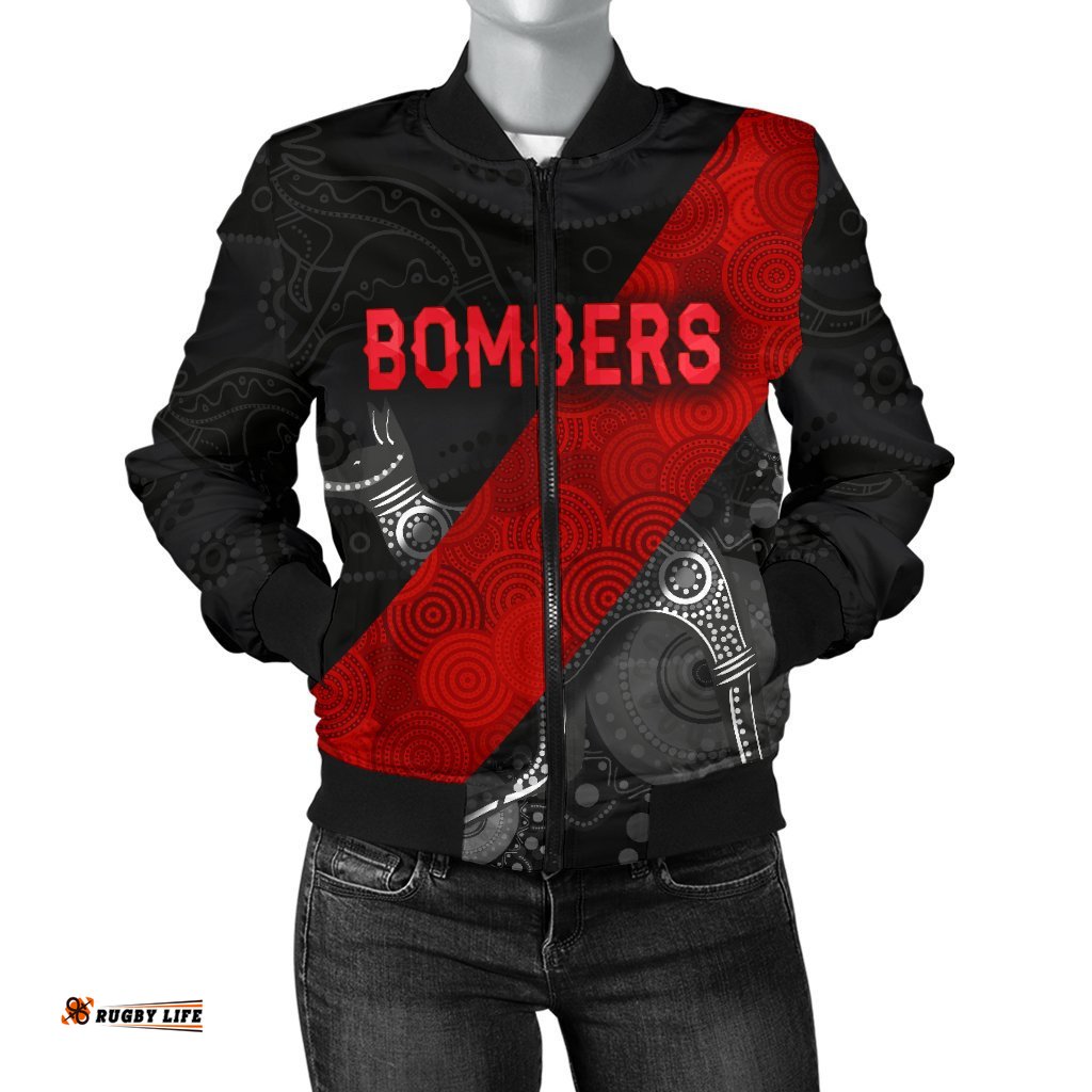 Essendon Bomber Jacket For Women Indigenous Bombers - Black