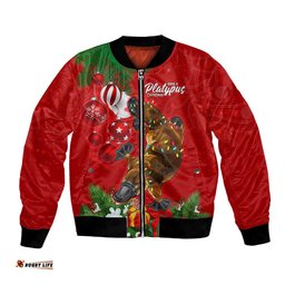 Personalised Platypus Lover Bomber Jacket Australia Merry Christmas Aboriginal