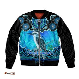 Personalised Australia Sagittarius Kookaburra Zodiac Bomber Jacket Auz Astrology Aboriginal - Aqua