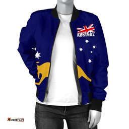 Bomber Jacket - Aus Flag Jacket Kangaroo Southern Cross Australia - Women
