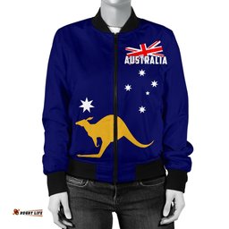 Bomber Jacket - Aus Flag Jacket Kangaroo Southern Cross Australia - Women