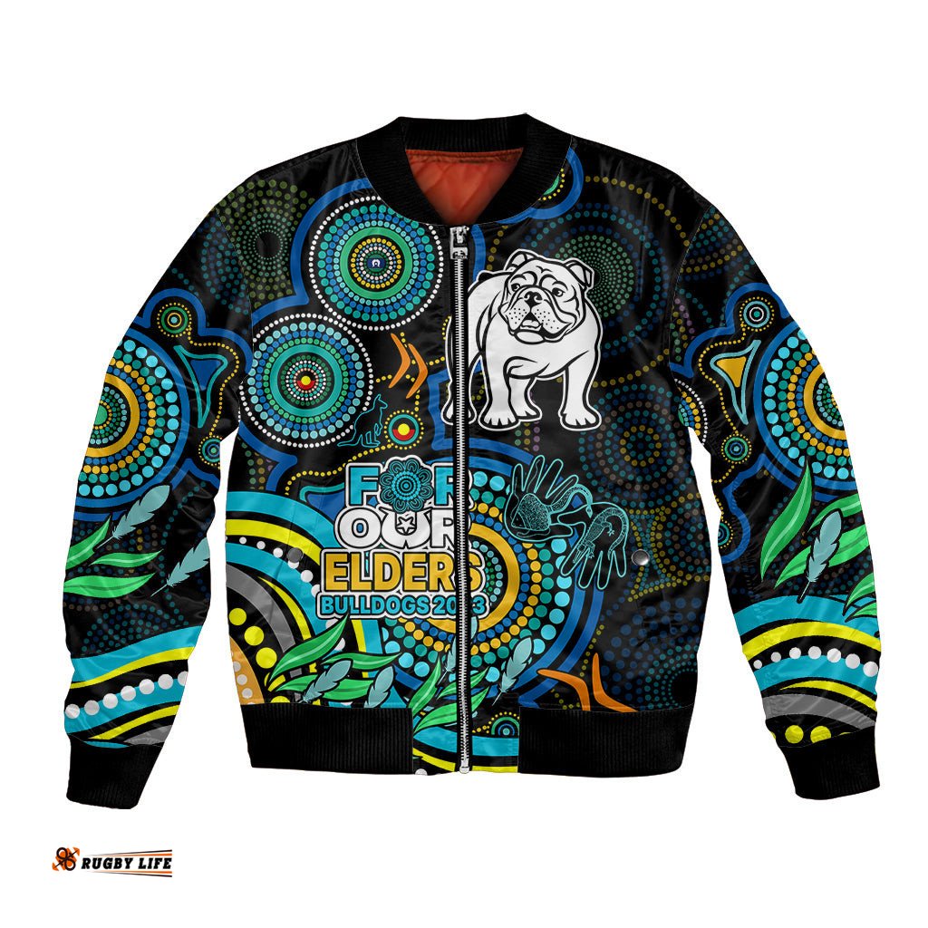 Bulldogs Rugby Aboriginal Art Bomber Jacket NAIDOC Indigenous Tribal